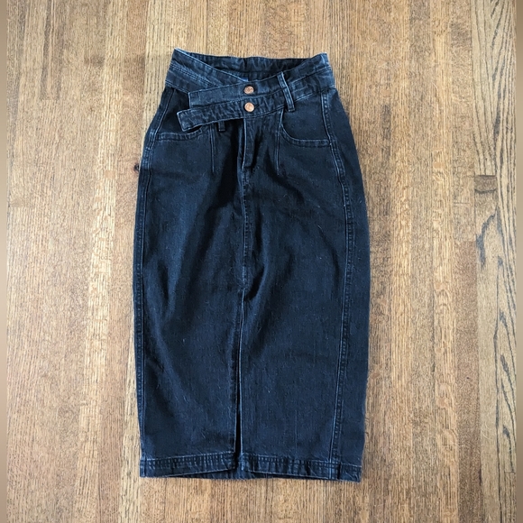 Anthropologie denim crossover skirt - Picture 2 of 3